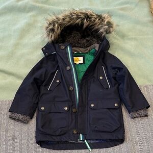 Boden Navy Quilted Faux Fur Hood Jacket 4y-5y
